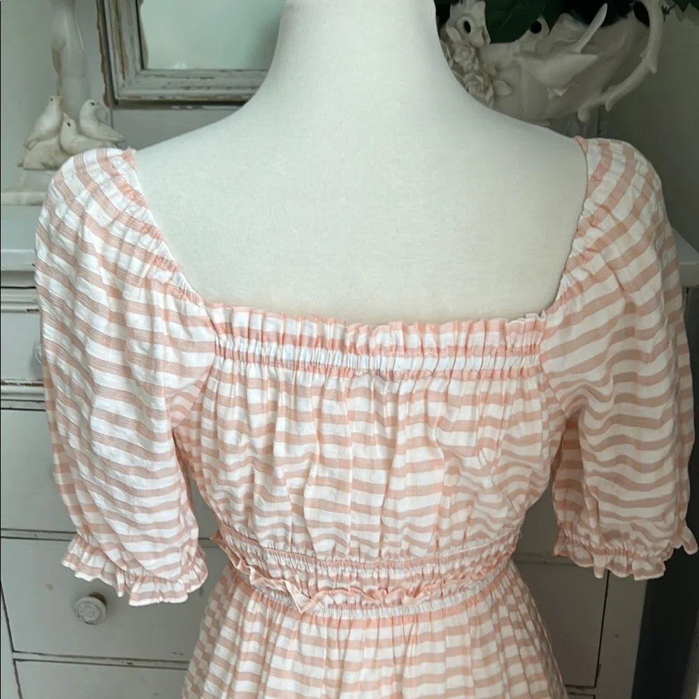 Moon River Peach Striped Midi Dress - Picture 6 of 11